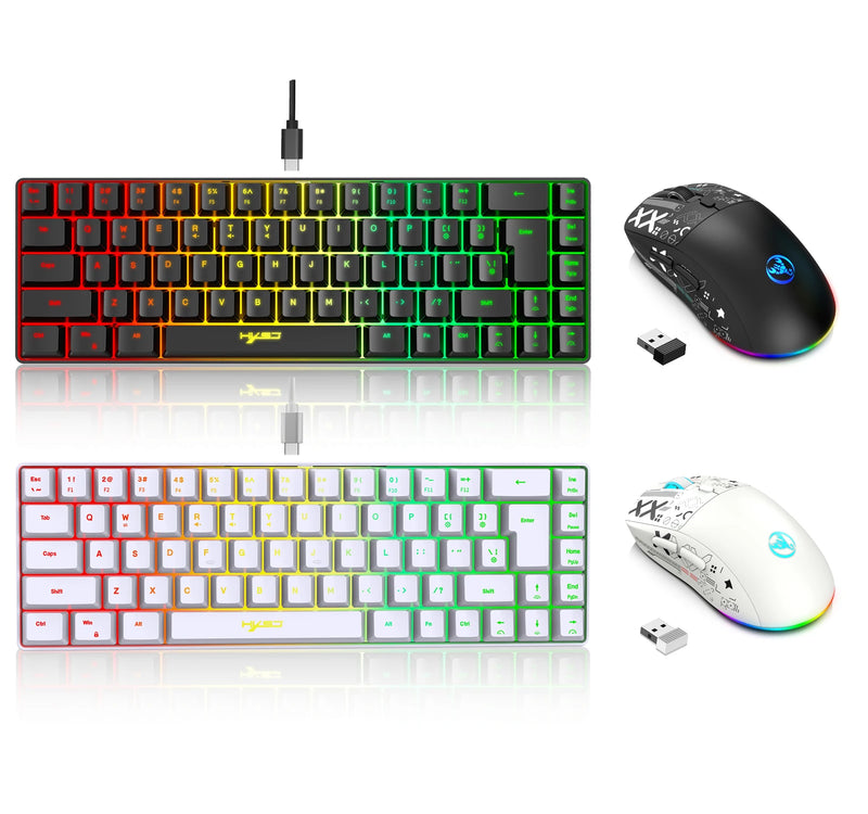Combo Gamer Completo – Teclado 60% + Mouse Branco USB