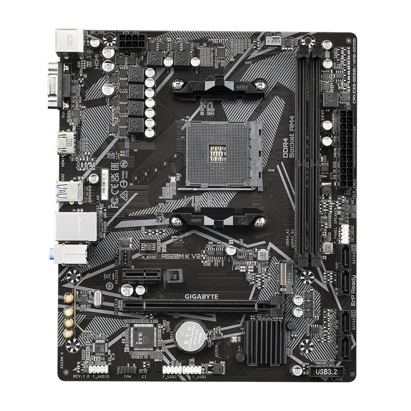 Placa-Mãe GIGABYTE A520M K V2 – Micro ATX, Socket AM4, Suporte Ryzen até 5700G