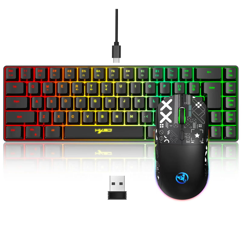 Combo Gamer Completo – Teclado 60% + Mouse Branco USB