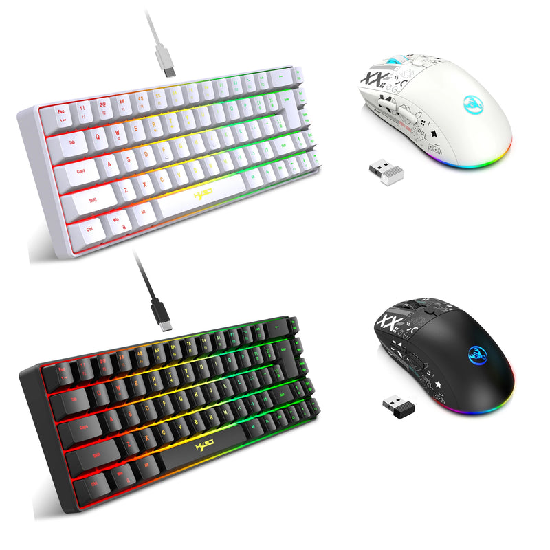 Combo Gamer Completo – Teclado 60% + Mouse Branco USB