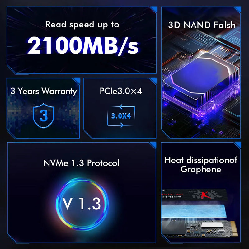 "SSD HUADISK M.2 NVMe 2280 – Armazenamento Rápido de 128GB até 1TB