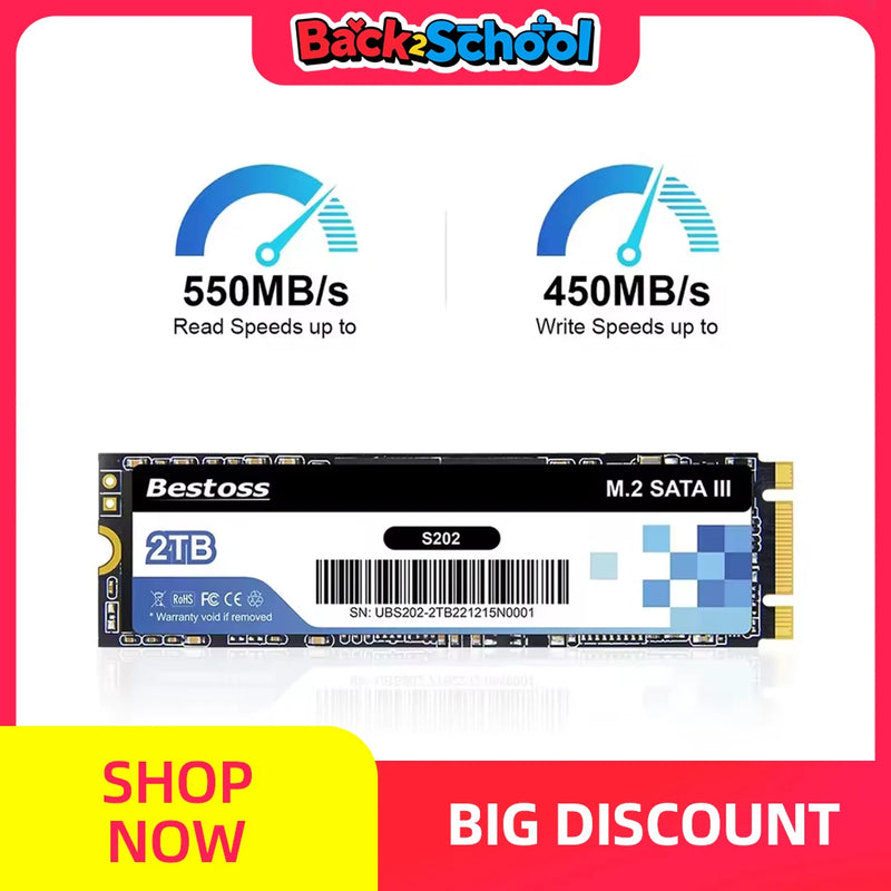 SSD Bestoss M.2 SATA – Velocidade Máxima de 240GB a 1TB