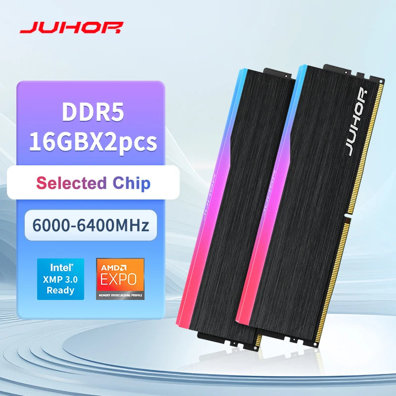 DDR5 JUHOR 16GB RGB – Desempenho Máximo em 6000/6400MHz