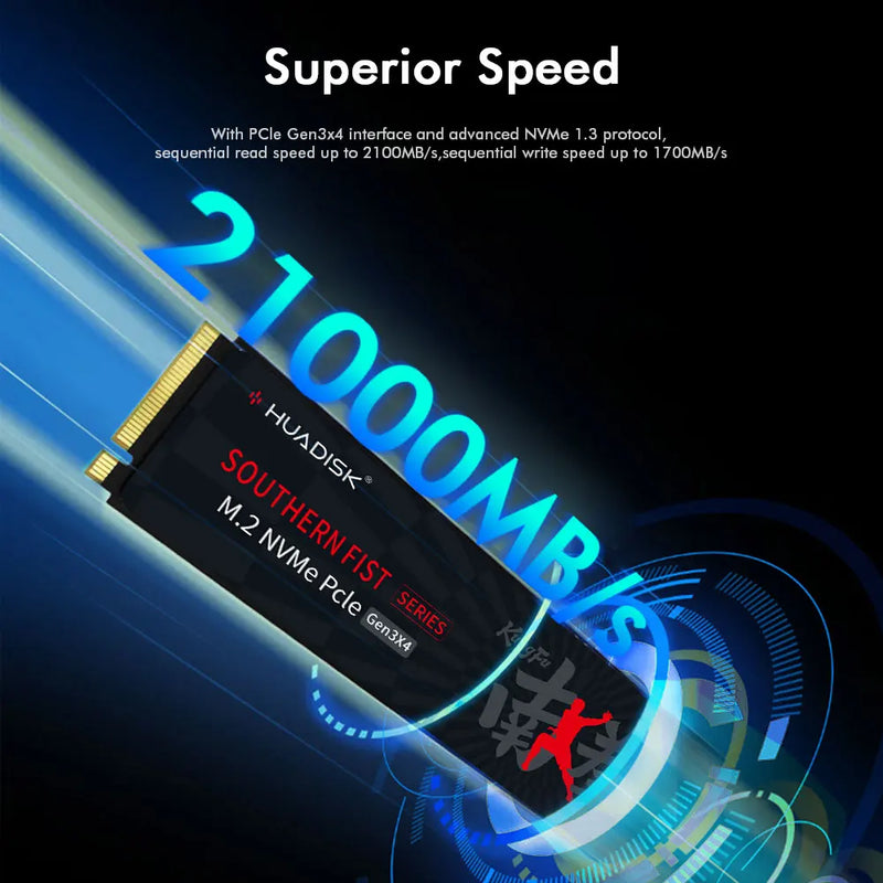 "SSD HUADISK M.2 NVMe 2280 – Armazenamento Rápido de 128GB até 1TB
