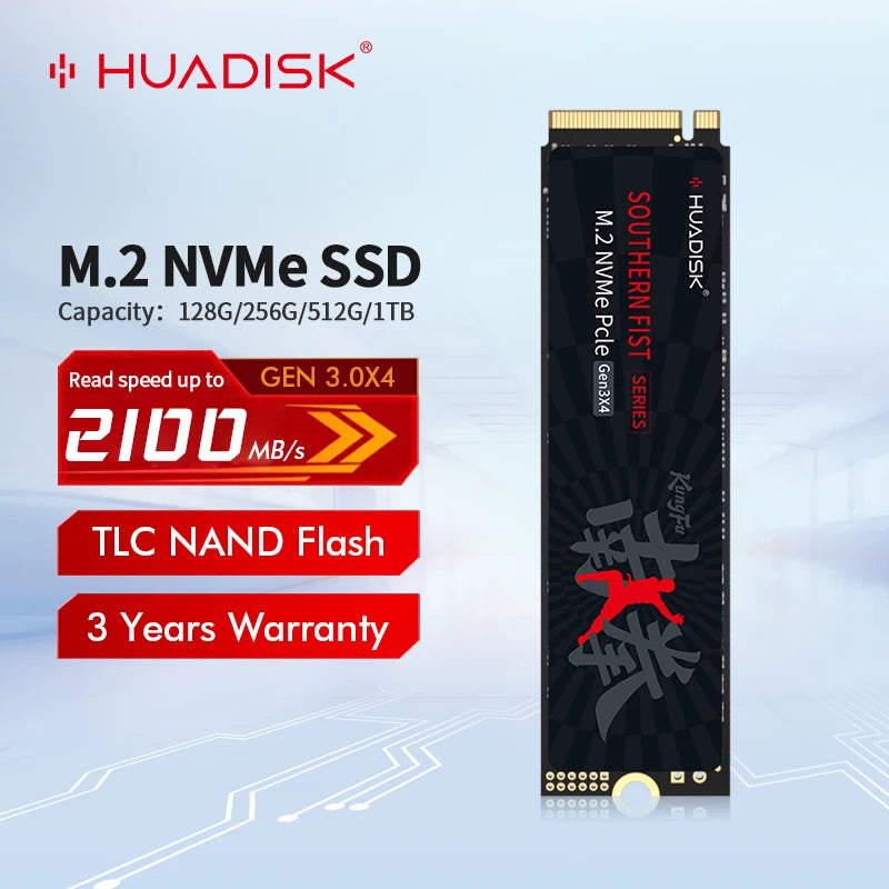 "SSD HUADISK M.2 NVMe 2280 – Armazenamento Rápido de 128GB até 1TB