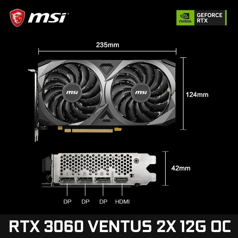 Placa de Vídeo MSI GeForce RTX 3060 12GB OC – Gráficos Imersivos e Alta Performance Gaming 🕹️✨