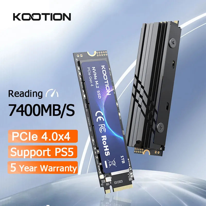 SSD M.2 NVMe KOOTION X16 PCIe 4.0 – Desempenho Máximo para PS5, PC e Notebook (512GB | 1TB | 2TB)