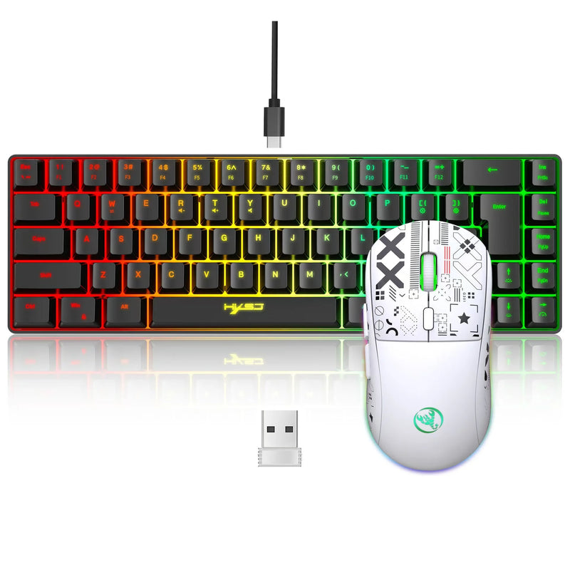 Combo Gamer Completo – Teclado 60% + Mouse Branco USB